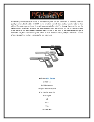 Online 1911 Frames | Hell Fire Armory