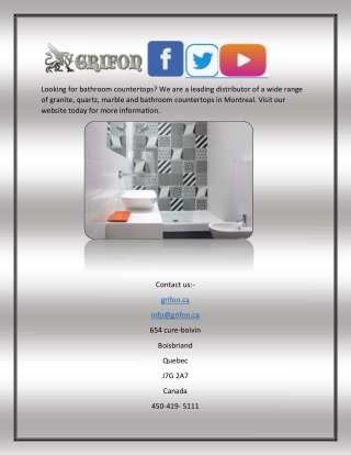 Buy Premium Bathroom Countertops | GRIFON