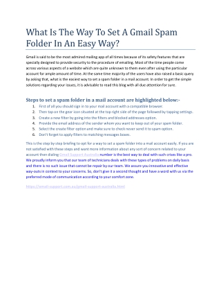What Is The Way To Set A Gmail Spam Folder In An Easy Way?