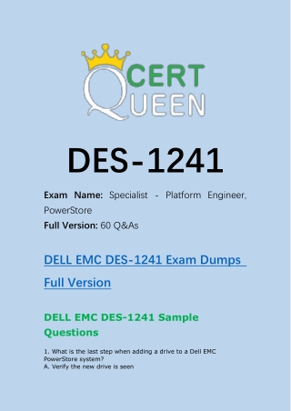 Cracked DELL EMC DES-1241 Exam Dumps