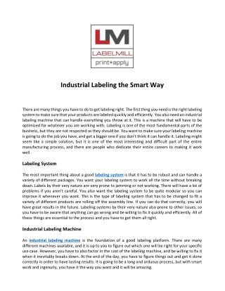 Industrial Labeling the Smart Way