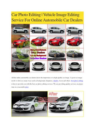 Car Photo Editing| Vehicle Image Editing| Automobile Photo Editing Service