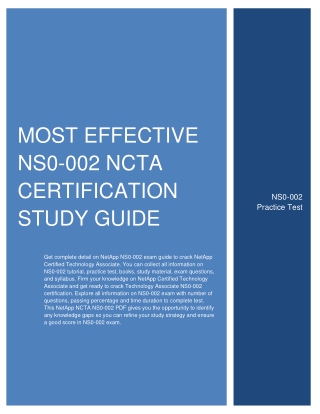 Most Effective NetApp NS0-002 NCTA Certification Study Guide
