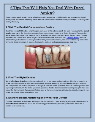 6 Tips That Will Help You Deal With Dental Anxiety?