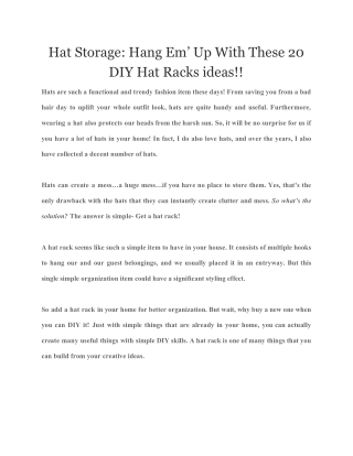 Hat Storage: Hang Em’ Up With These 20 DIY Hat Racks ideas!!