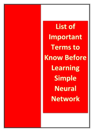 List of Important Terms to Know Before Learning Simple Neural Network