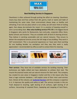 Best Building Service In Singapore