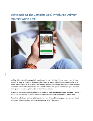 Deliverable Or The Complete App? Which App Delivery Strategy Works Best?