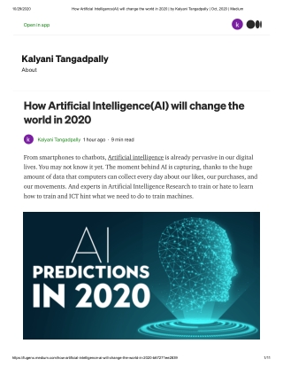 How artificial intelligence(AI) will change the world in 2020