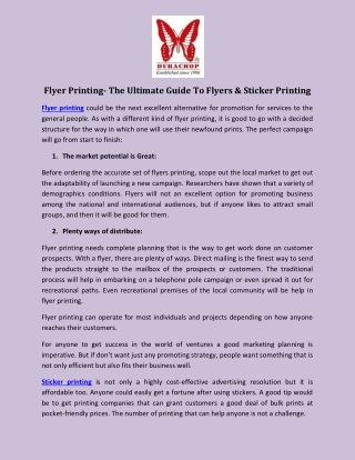 Flyer Printing- The Ultimate Guide To Flyers & Sticker Printing