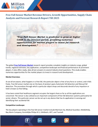 Free Fall Sensor Market Application | Segmentation and Opportunities | Forecast To 2025