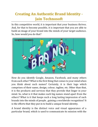 Creating An Authentic Brand Identity - Jain Technosoft