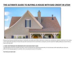 THE ULTIMATE GUIDE TO BUYING A HOUSE WITH BAD CREDIT IN UTAH