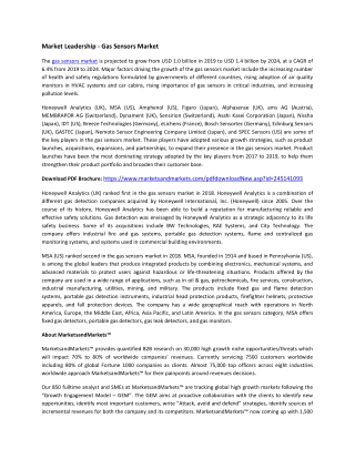 Gas Sensors Market Size, Share, system and Industry Analysis and Market Forecast to 2024 | MarketsandMarkets