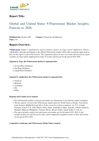 9-Fluorenone Market Insights, Forecast to 2026
