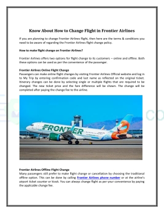 Know About How to Change Flight in Frontier Airlines