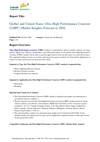 Ultra High Performance Concrete (UHPC) Market Insights, Forecast to 2026