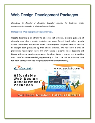 Web Design Development Packages