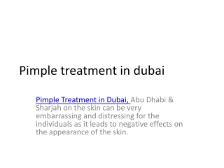 Pimple Treatment in Dubai