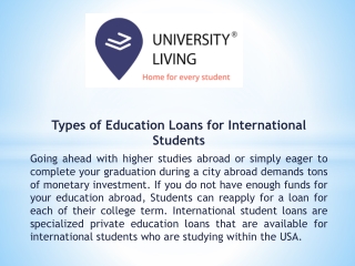 Types of Education Loans for International Students