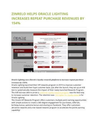 Zinrelo helps Oracle Lighting increases repeat purchase revenues by 154%