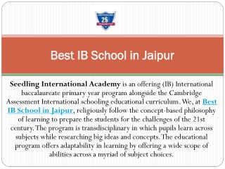 Best IB School in Jaipur