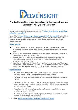 Pruritus Market Size, Epidemiology, Leading Companies, Drugs and Competitive Analysis by DelveInsight