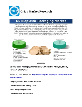 US Bioplastic Packaging Market Size, Competitive Analysis, Share, Forecast- 2020-2026