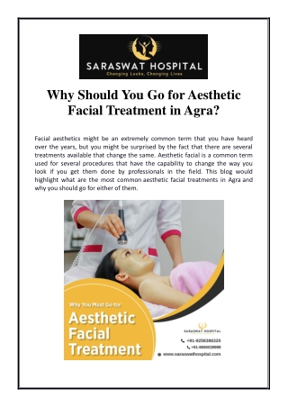 Why Should You Go for Aesthetic Facial Treatment in Agra?