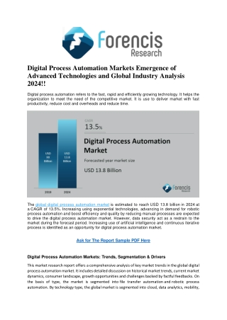 Digital process automation markets global industry analysis, competitive insight and key drivers; research report 2019