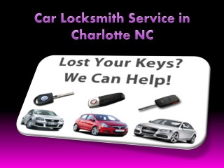 Car Locksmith Service in Charlotte NC