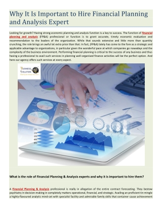 Why It Is Important to Hire Financial Planning and Analysis Expert