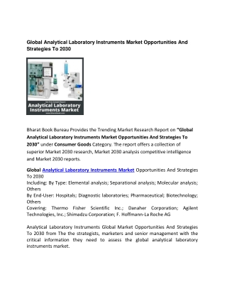 Global Analytical Laboratory Instruments Market Opportunities And Strategies To 2030