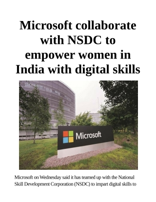 Microsoft collaborate with NSDC to empower women in India with digital skills