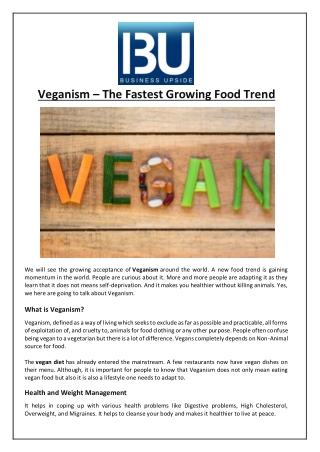 Veganism – The Fastest Growing Food Trend