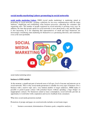 social media marketing Lahore promoting in social networks