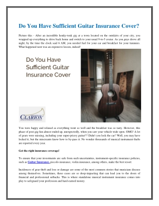 Do You Have Sufficient Guitar Insurance Cover?