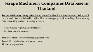 Scrape Machinery Companies Database in Thailand