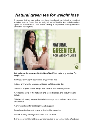 Natural green tea for weight loss