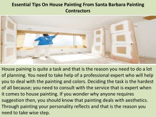 Essential Tips On House Painting From Santa Barbara Painting Contractors