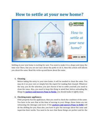 How to settle at your new home?