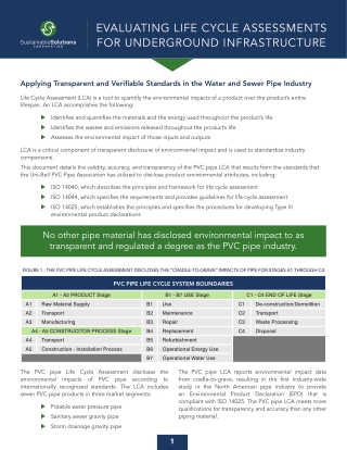 EVALUATING LIFE CYCLE ASSESSMENTS FOR UNDERGROUND INFRASTRUCTURE