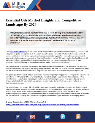 Essential Oils Market Insights and Competitive Landscape By 2024