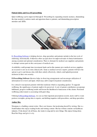 Patient Safety and Use of E-prescribing