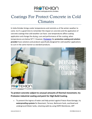 Coatings For Protect Concrete in Cold Climates