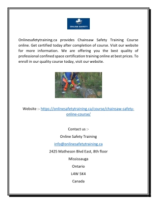 Chainsaw Safety Training Course | Onlinesafetytraining.ca