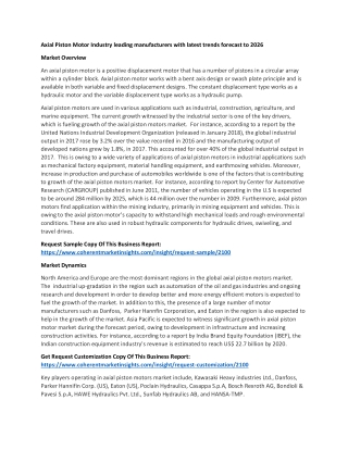 Axial Piston Motor Industry leading manufacturers with latest trends forecast to 2026