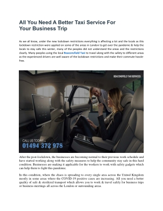 All You Need A Better Taxi Service For Your Business Trip