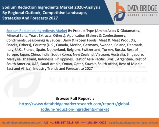 Sodium Reduction Ingredients Market 2020-Analysis By Regional Outlook, Competitive Landscape, Strategies And Forecasts 2