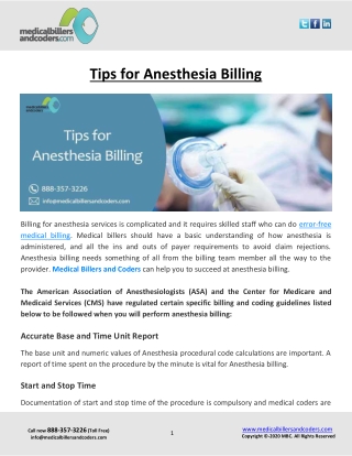 Tips for Anesthesia Billing
